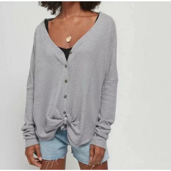 Urban Outfitters Out from Under Jojo Grey Oversized Thermal Top SMALL - Picture 1 of 12